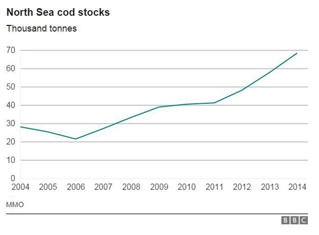 Chart showing North Sea cod stocks