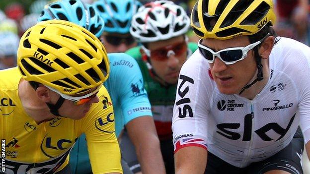 Geraint Thomas (r) with Chris Froome