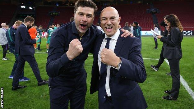 Mauricio Pochettino and Daniel Levy celebrate reaching the Champions League final