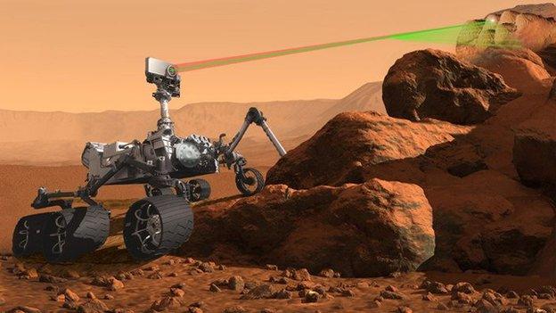 An artist's rendering of the SuperCam instrument aboard the next generation Mars rover scheduled to visit the Red Planet in 2020.