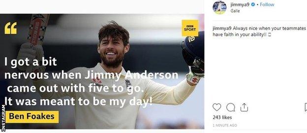 James Anderson Instagram post