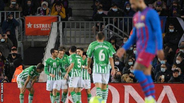 Juanmi celebrates for Real Betis