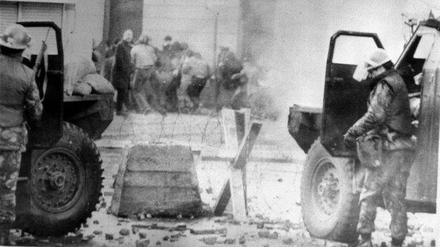 Troops and protestors on Bloody Sunday