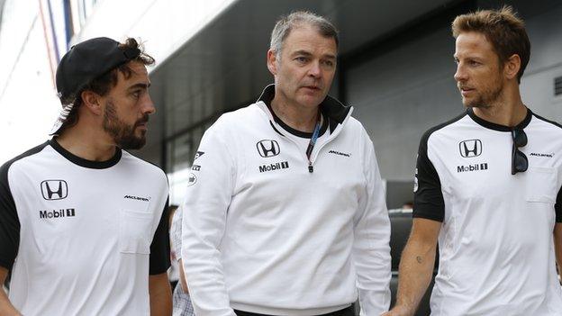 Mclaren drivers Fernando Alonso (left) and Jenson Button