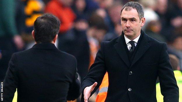 Paul Clement with Hull City boss Marco Silva