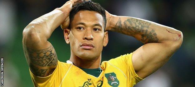 Disappointed Australia full-back Israel Folau