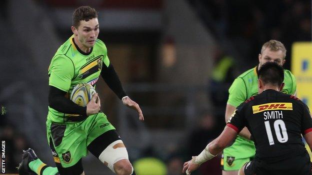 George North looks to take on Harlequins' fly-half Marcus Smith