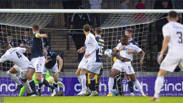 Ayr's Dipo Akinyemi scores