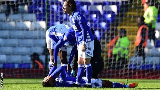 Making only his third league start for Birmingham City on Sunday, Isaac Vassell was injured following a collision with Villa's Alan Hutton