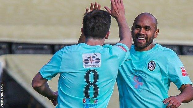 Coalville celebrate a goal against Notts County