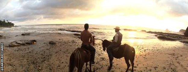 Daniel Ricciardo on horseback