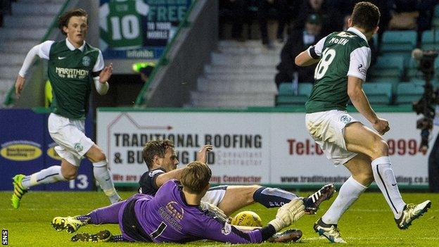 Falkirk's David McCracken handles