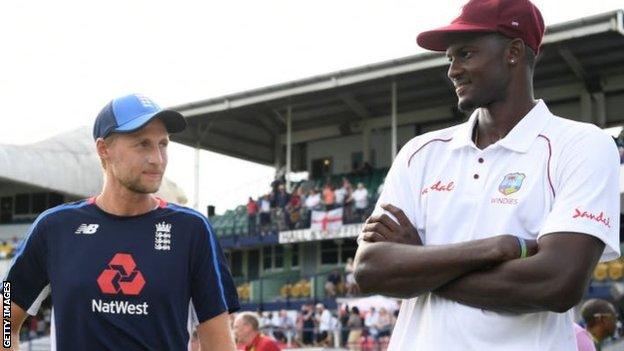 England captain Joe Root and West Indies captain Jason Holder