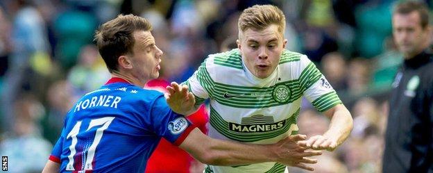 James Forrest (right) in action for Celtic against Inverness