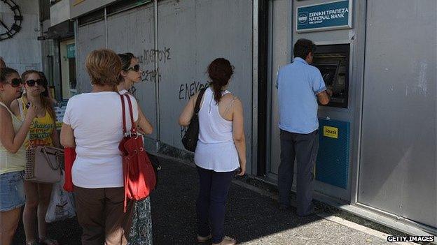 Queues continue to build at Greek cash machines