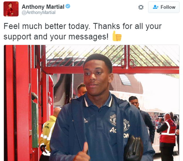 Anthony Martial tweet
