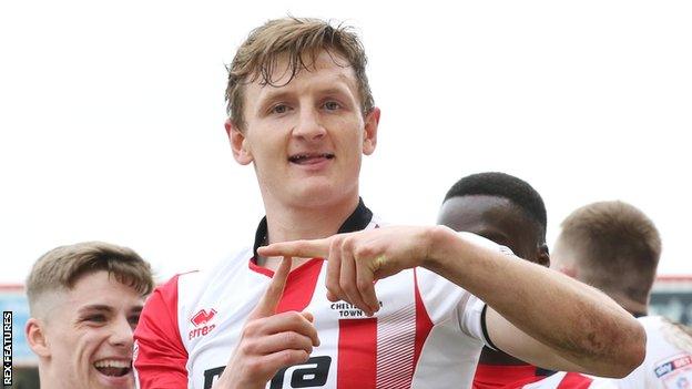 Will Boyle has scored five goals in 37 appearances for Cheltenham Town this term