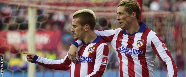 Atletico Madrid strikers Fernando Torres and Antoine Griezmann