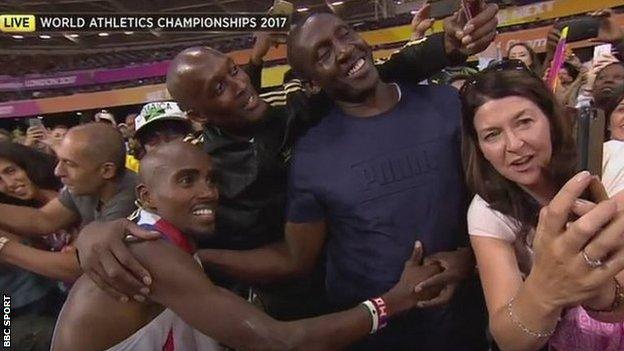 Mo Farah, Dalton Grant and Linford Christie