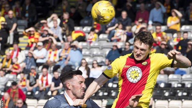 Niall Keown playing for Partick Thistle against Motherwell