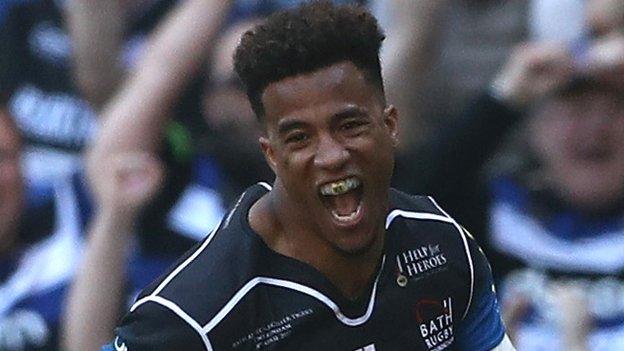 Anthony Watson celebrates Bath's late winner