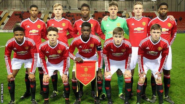 Marcus Rashford and the U18 Manchester United team