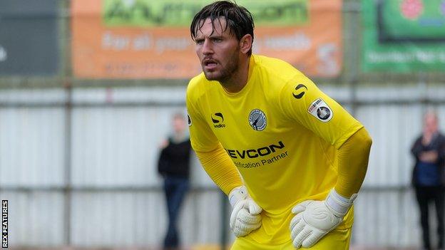 Goalkeeper James Montgomery in action for Gateshead