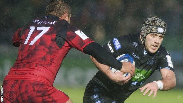 Grant Stewart in action for Glasgow against Lyon