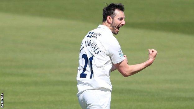 Middlesex and England paceman Toby Roland Jones took 4-29 against Surrey to end up with seven wickets in the match at Lord's