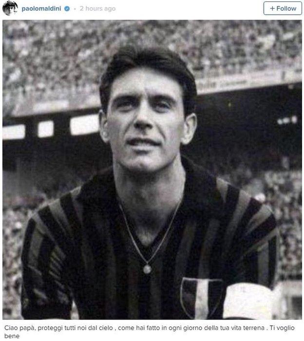 Cesare Maldini photo on son Paolo's Instagram