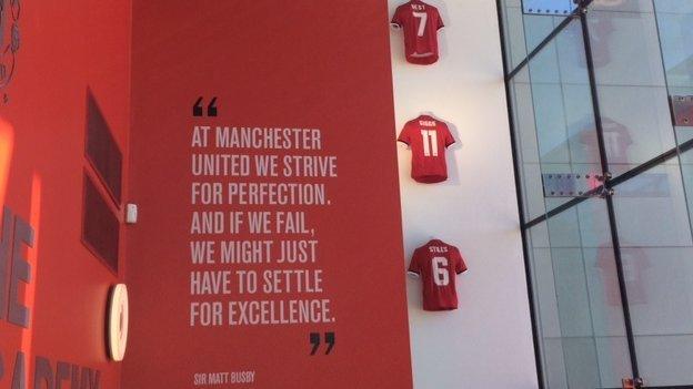 Shirts on display at Manchester United