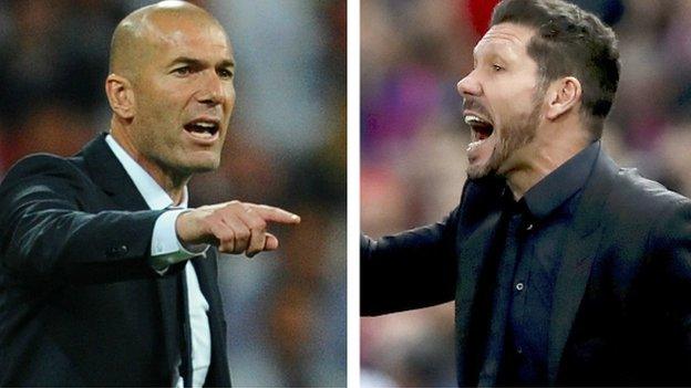 Real Madrid boss Zinedine Zidane Atletico manager Diego Simeone