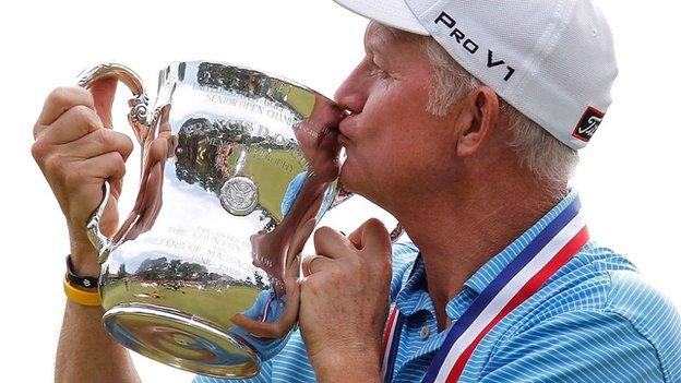 Roger Chapman with the US Senior Open trophy in 2012