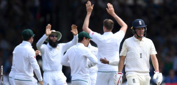 Gary Ballance walks off after being dismissed by Morne Morkel