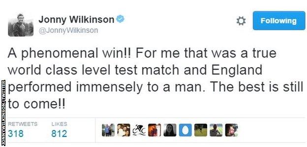 Jonny Wilkinson on Twitter