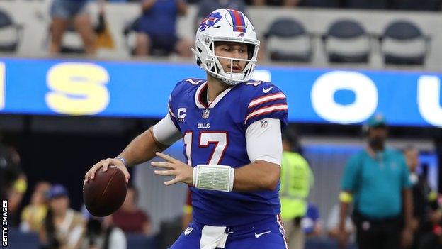 Josh Allen prepares to throw the ball