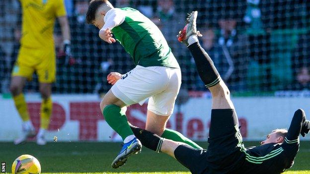 Kevin Nisbet's season is over after a foul by Celtic defender Carl Starfelt injured caused knee ligament damage