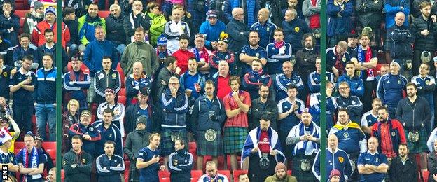 Scotland fans show their dejection in Slovakia