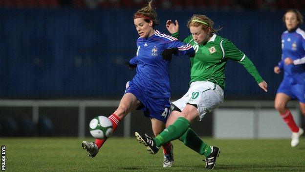 Rachel Furness in action against France in 2010