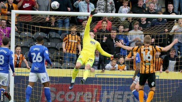 Tomasz Kuszczak was beaten six times at Hull, but still made a great save to deny former Blues midfielder Seb Larsson