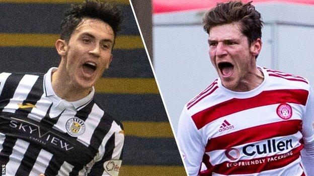 St Mirren's Jamie McGrath and Hamilton's Ross Callachan