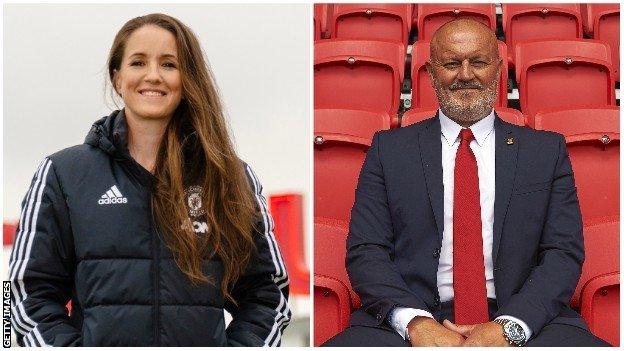 Manchester United head coach Casey Stoney and Liverpool manager Neil Redfearn