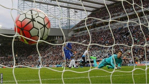 Ayoze Perez wheels away after scoring Newcastle's first goal