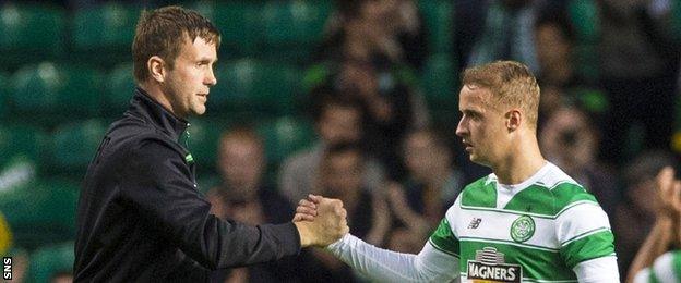 Celtic manager Ronny Deila and striker Leigh Griffiths