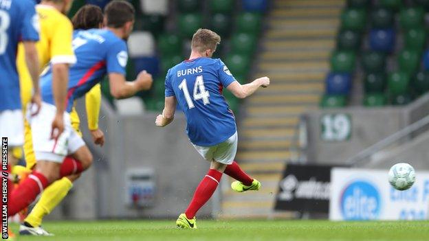 It had looked as though Aaron Burns' missed penalty would prove costly for Linfield.