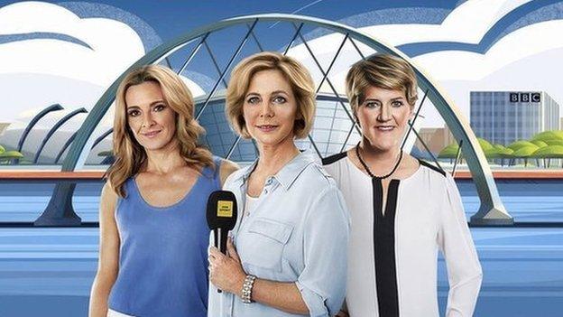 BBC presenters Gabby Logan, Hazel Irvine and Clare Balding