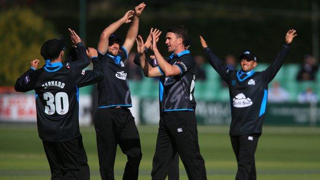 Worcestershire's players celebrate another T20 scalp at New Road