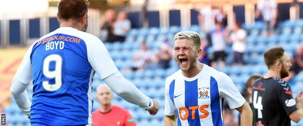 Dom Thomas (right) of Kilmarnock