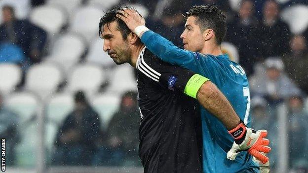 Gianluigi Buffon and Cristiano Ronaldo