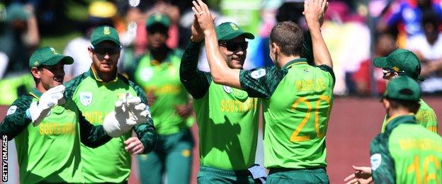 South Africa celebrate during the ODI series